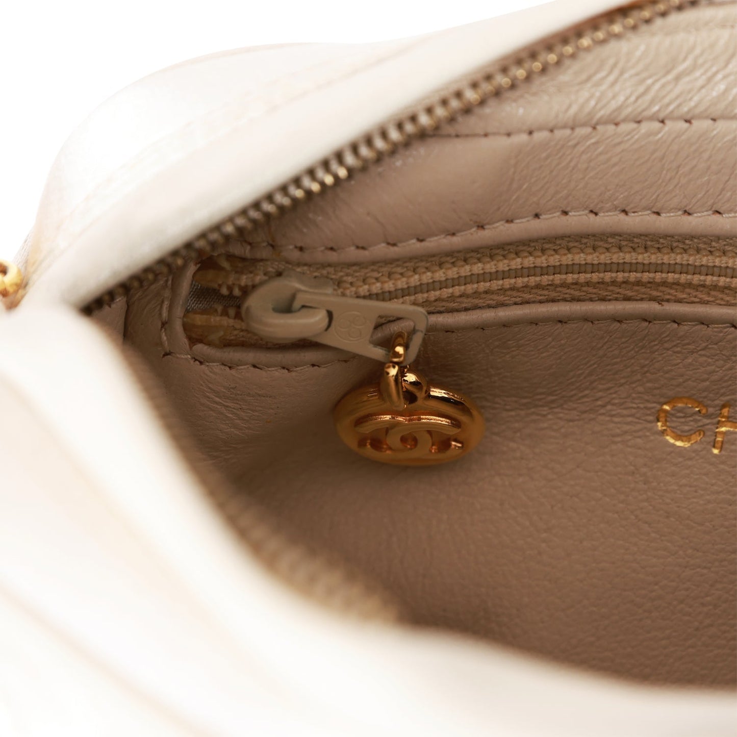 Chanel Mini Camera Bag Beige Satin Gold Hardware