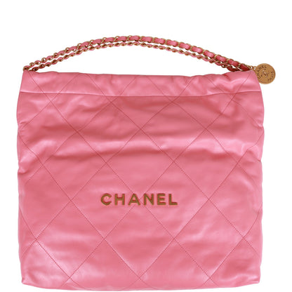 Chanel Small 22 Bag Pink Calfskin Gold Hardware
