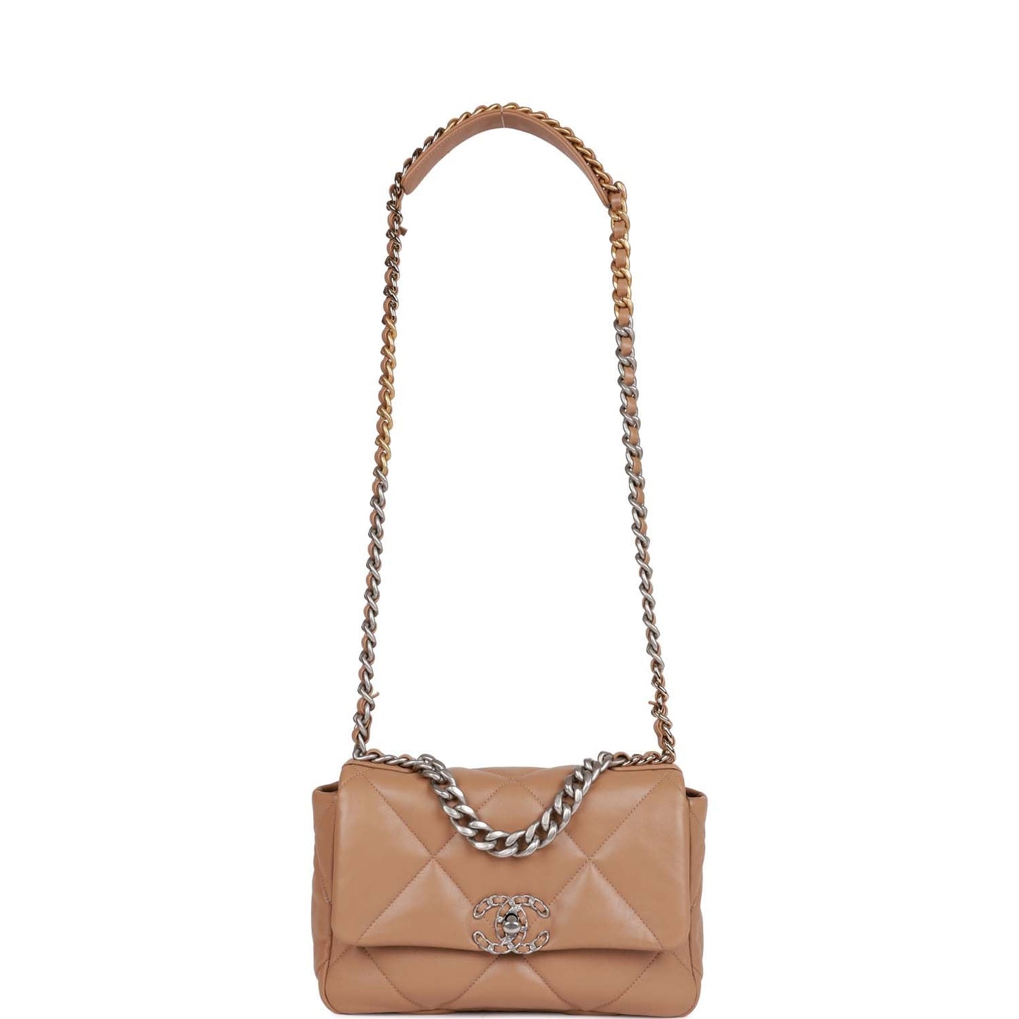 Chanel Medium 19 Flap Bag Beige Calfskin Mixed Hardware