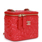 Chanel Camellia Mini Vanity Case Red Lambskin Light Gold Hardware