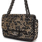 Chanel Medium Single Flap Black and White Tweed With Crystals Silver Hardware