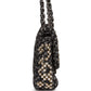 Chanel Medium Single Flap Black and White Tweed With Crystals Silver Hardware