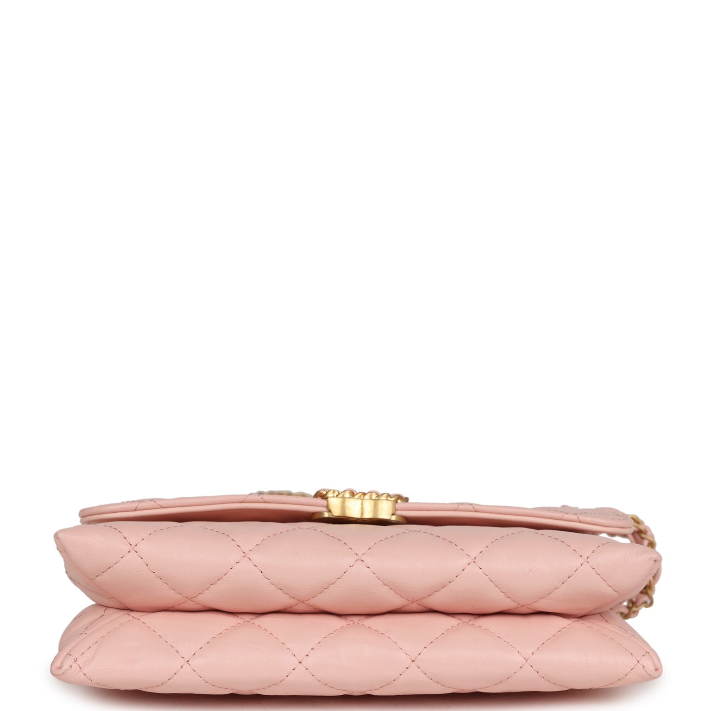 Pre-owned Chanel 19 Mini Flap Light Pink Aged Calfskin Brushed Gold Hardware