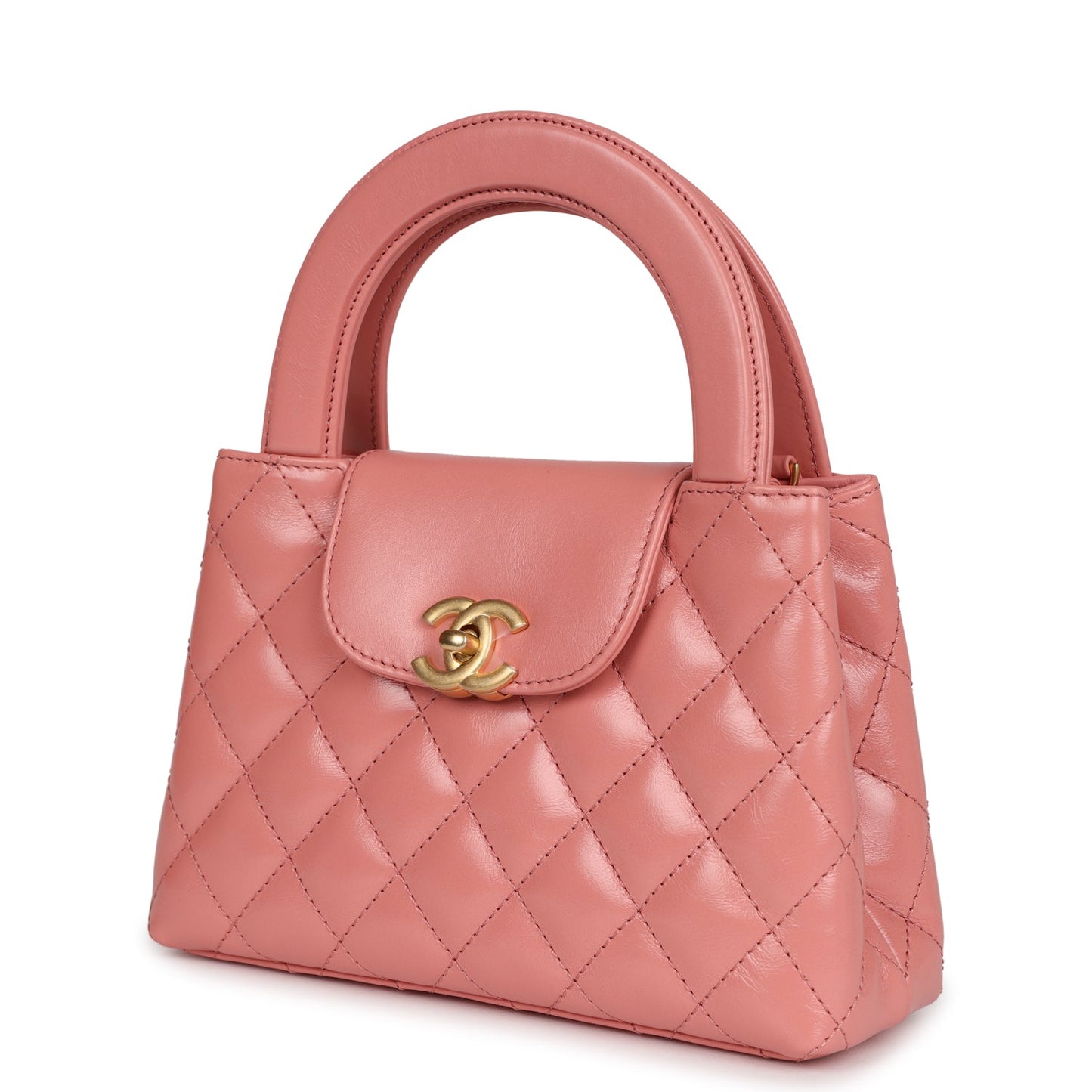 Chanel Small Kelly Shopper Pink Shiny Aged Calfskin Brushed Gold Hardware