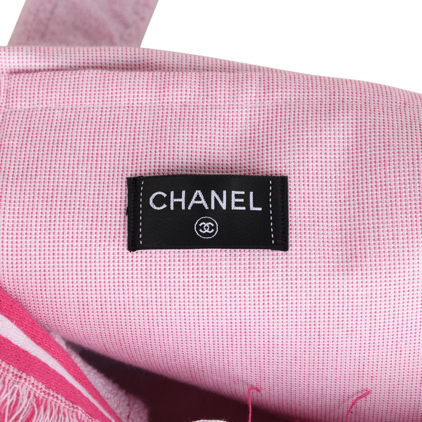 Chanel CC Beach Tote Bag & Towel Set Pink & White Canvas & Terry
