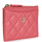 Chanel Zipped Card Holder Wallet Pink Caviar Gold Hardware