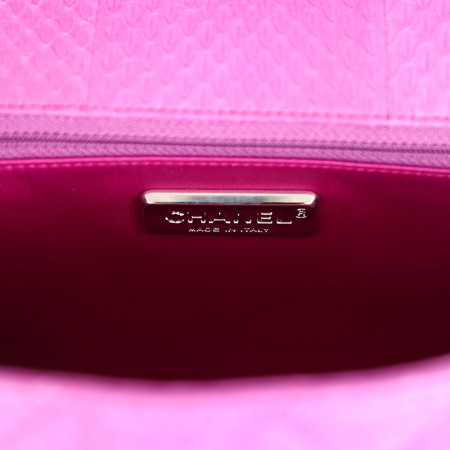 Chanel Medium Easy Carry Flap Bag Purple Python Silver Hardware