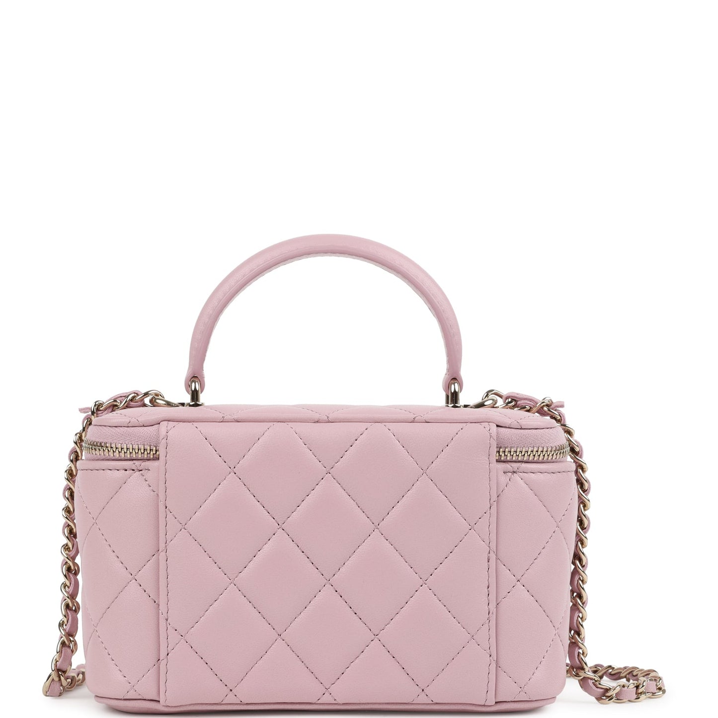 Chanel Small Top Handle Vanity Case Pink Lambskin Light Gold Hardware