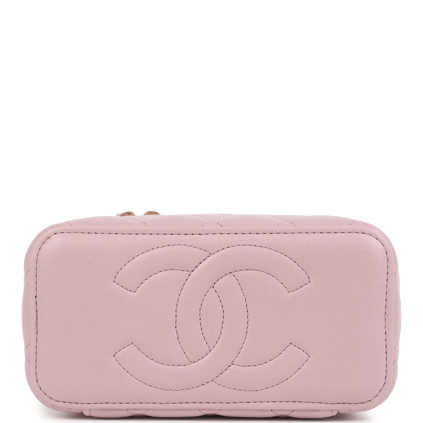 Chanel Small Top Handle Vanity Case Pink Lambskin Light Gold Hardware