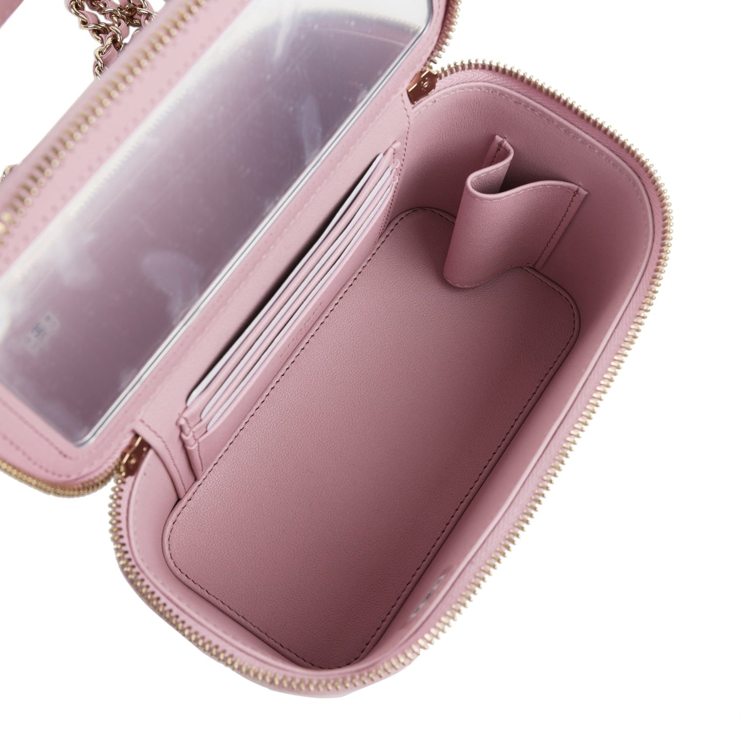 Chanel Small Top Handle Vanity Case Pink Lambskin Light Gold Hardware