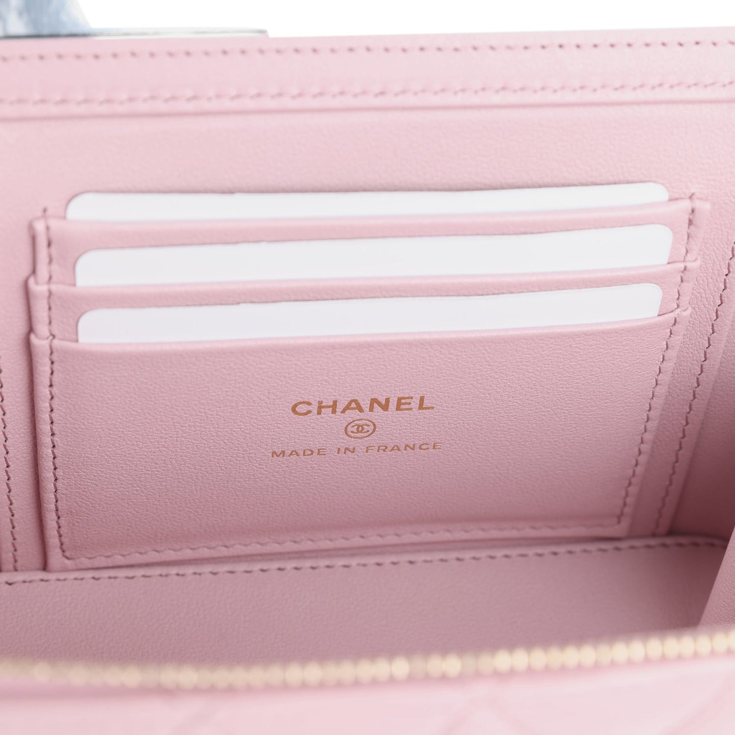 Chanel Small Top Handle Vanity Case Pink Lambskin Light Gold Hardware