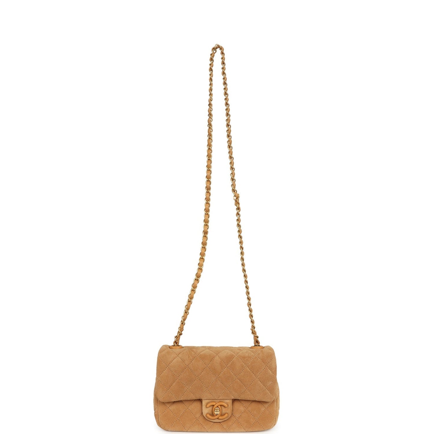 Chanel Mini CC Color Flap Bag Dark Beige Suede Brushed Gold Hardware