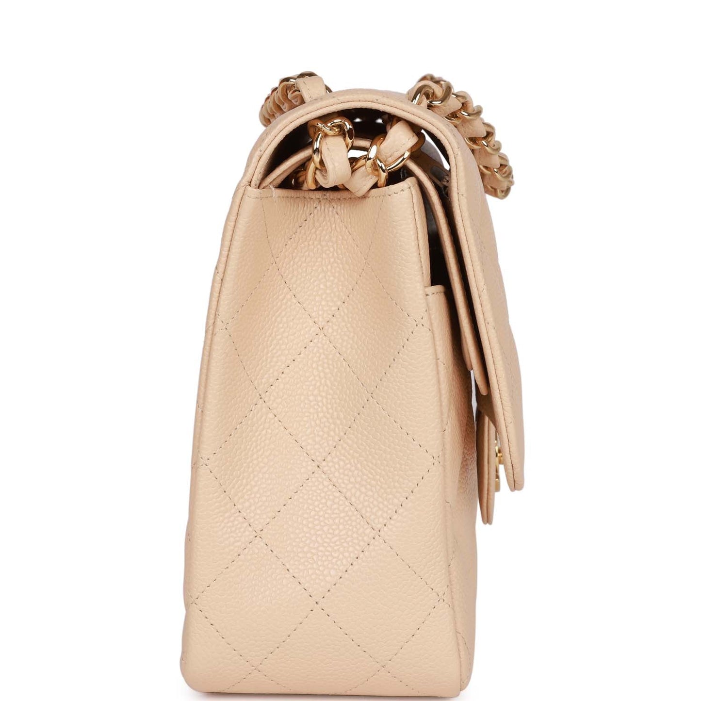 Chanel Jumbo Classic Double Flap Bag Beige Caviar Gold Hardware