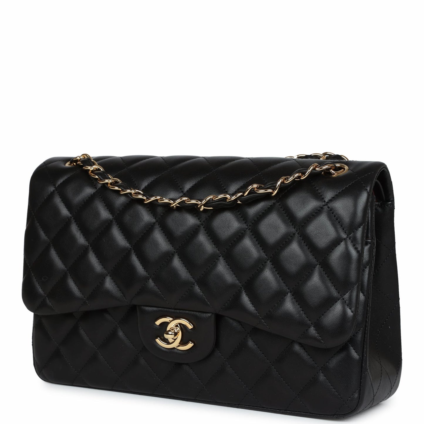 Chanel Jumbo Classic Double Flap Black Lambskin Gold Hardware