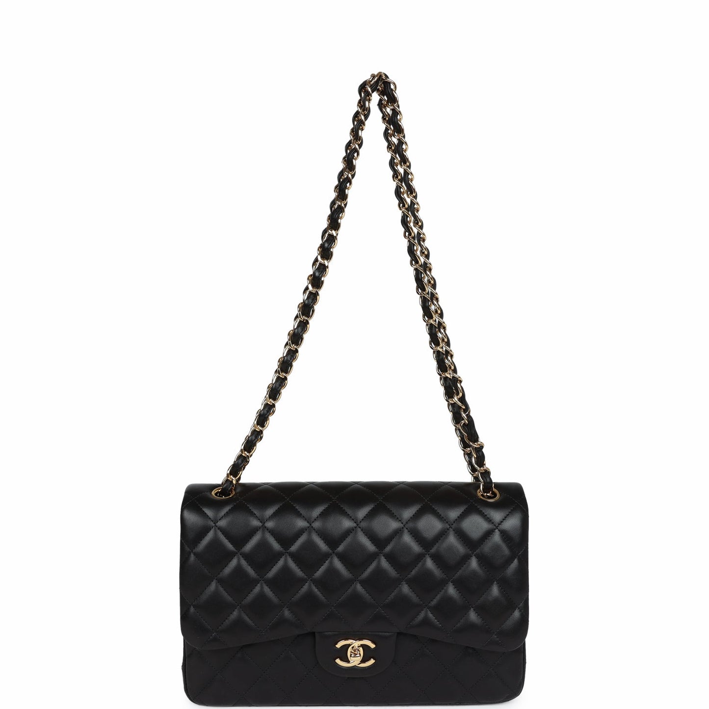 Chanel Jumbo Classic Double Flap Black Lambskin Gold Hardware