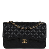 Chanel Jumbo Classic Double Flap Bag Black Caviar Gold Hardware