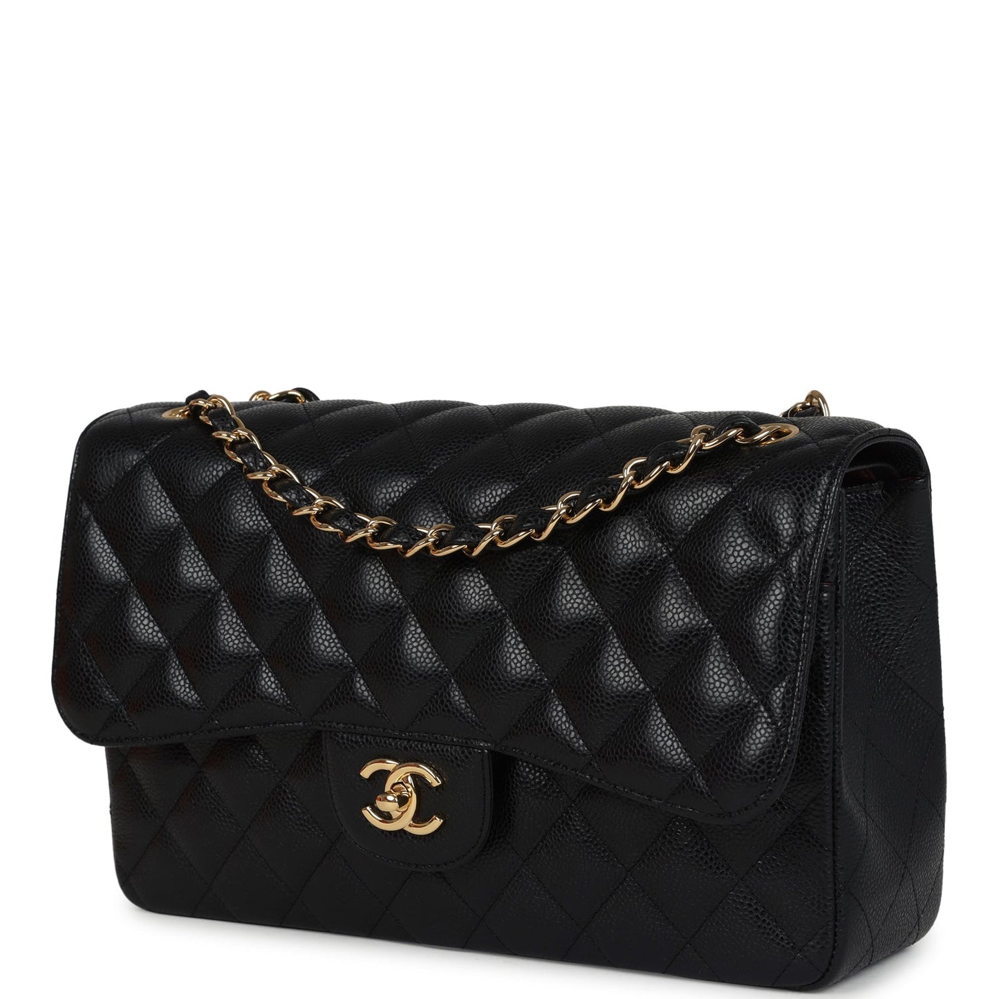 Chanel Jumbo Classic Double Flap Bag Black Caviar Gold Hardware