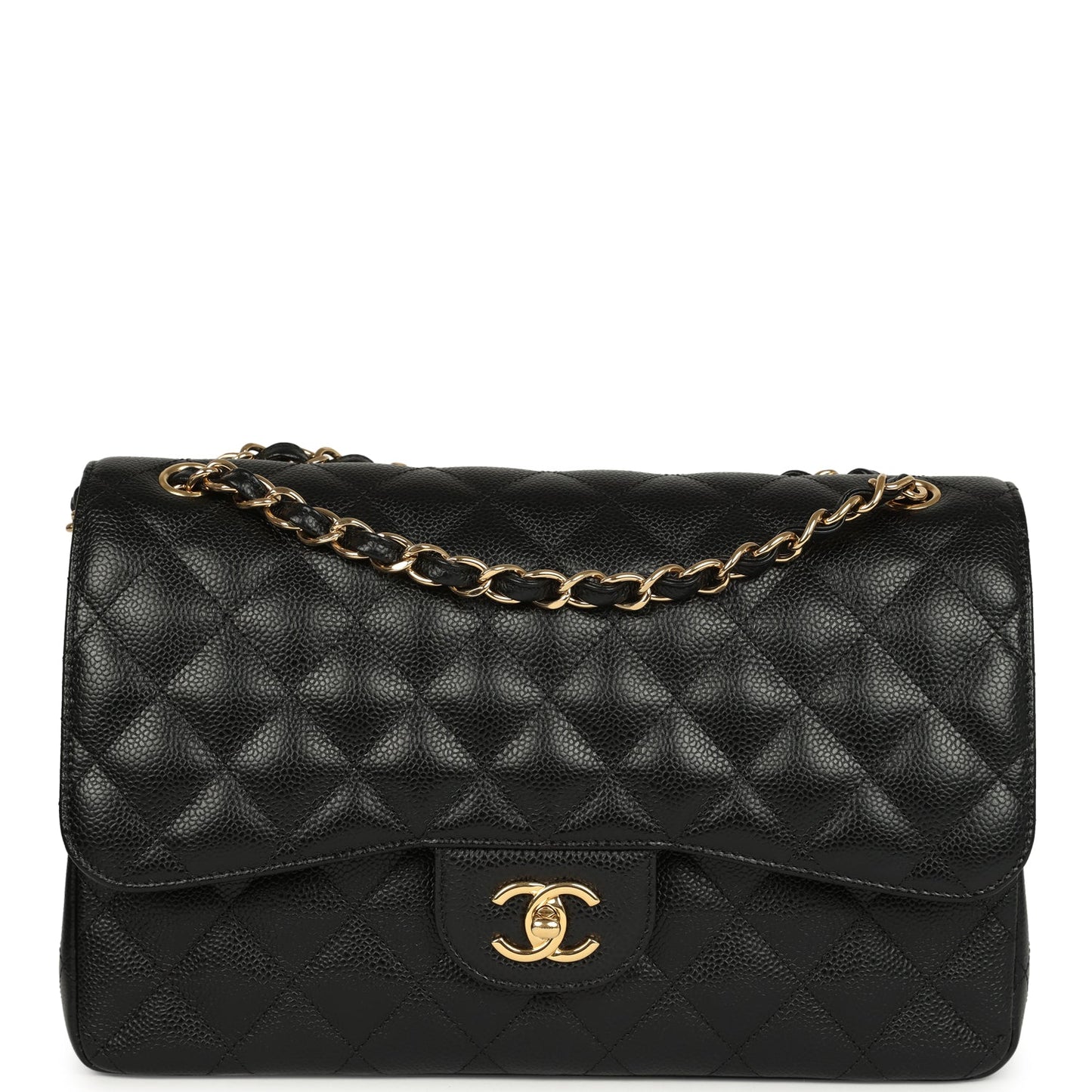 Chanel Jumbo Classic Double Flap Bag Black Caviar Gold Hardware