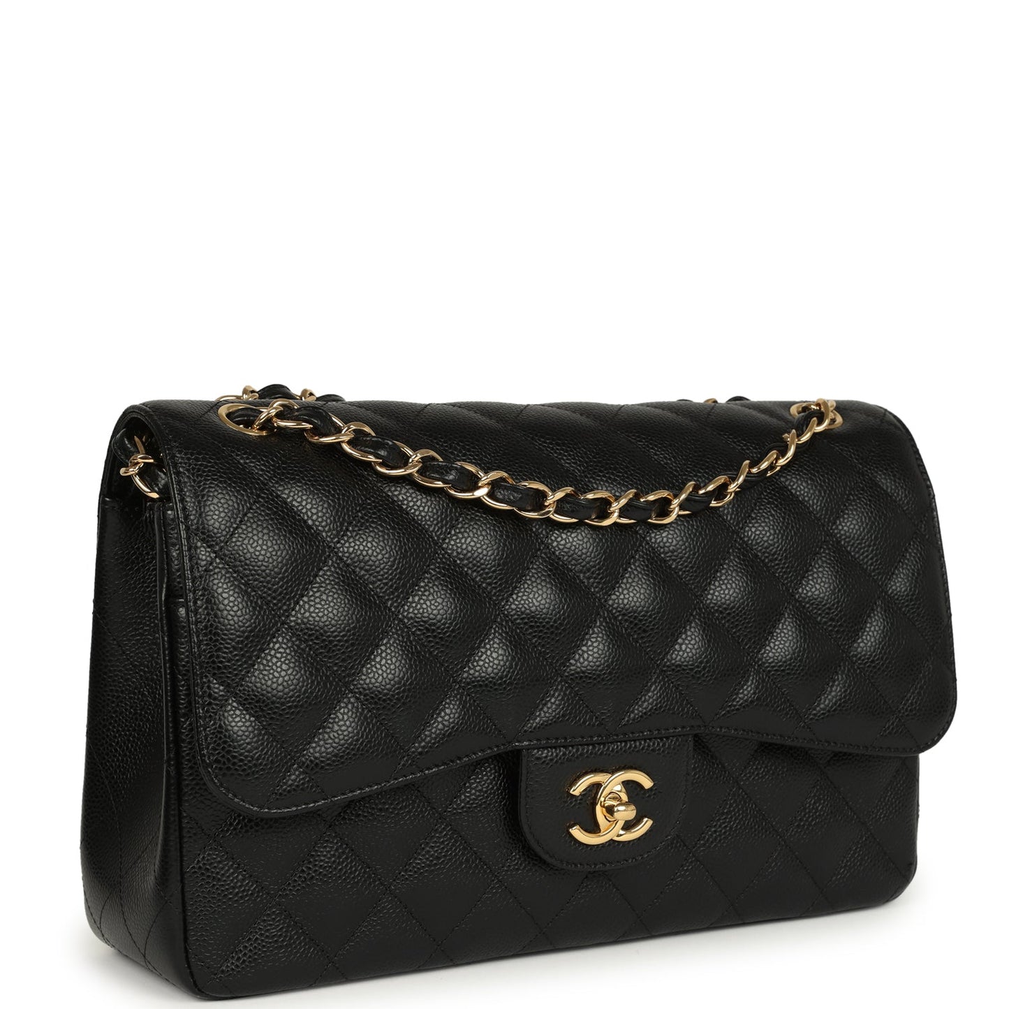 Chanel Jumbo Classic Double Flap Bag Black Caviar Gold Hardware