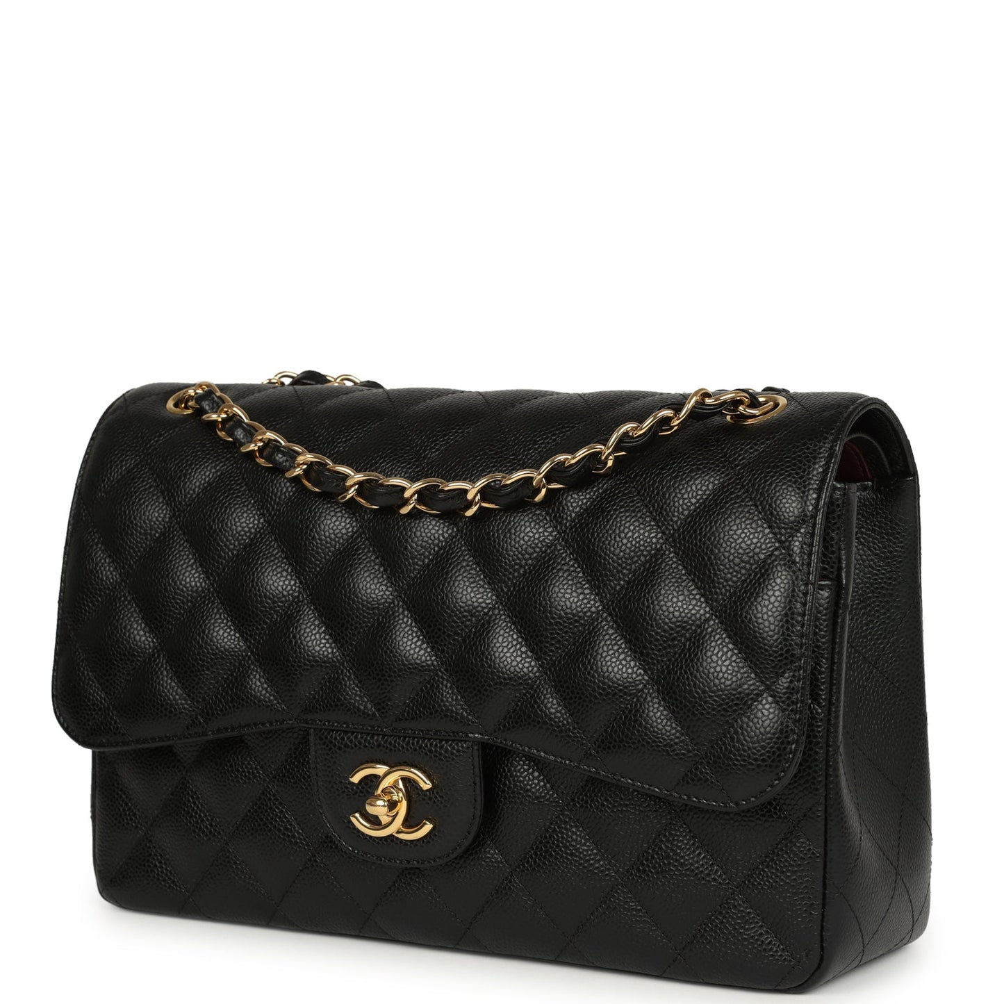 Chanel Jumbo Classic Double Flap Bag Black Caviar Gold Hardware