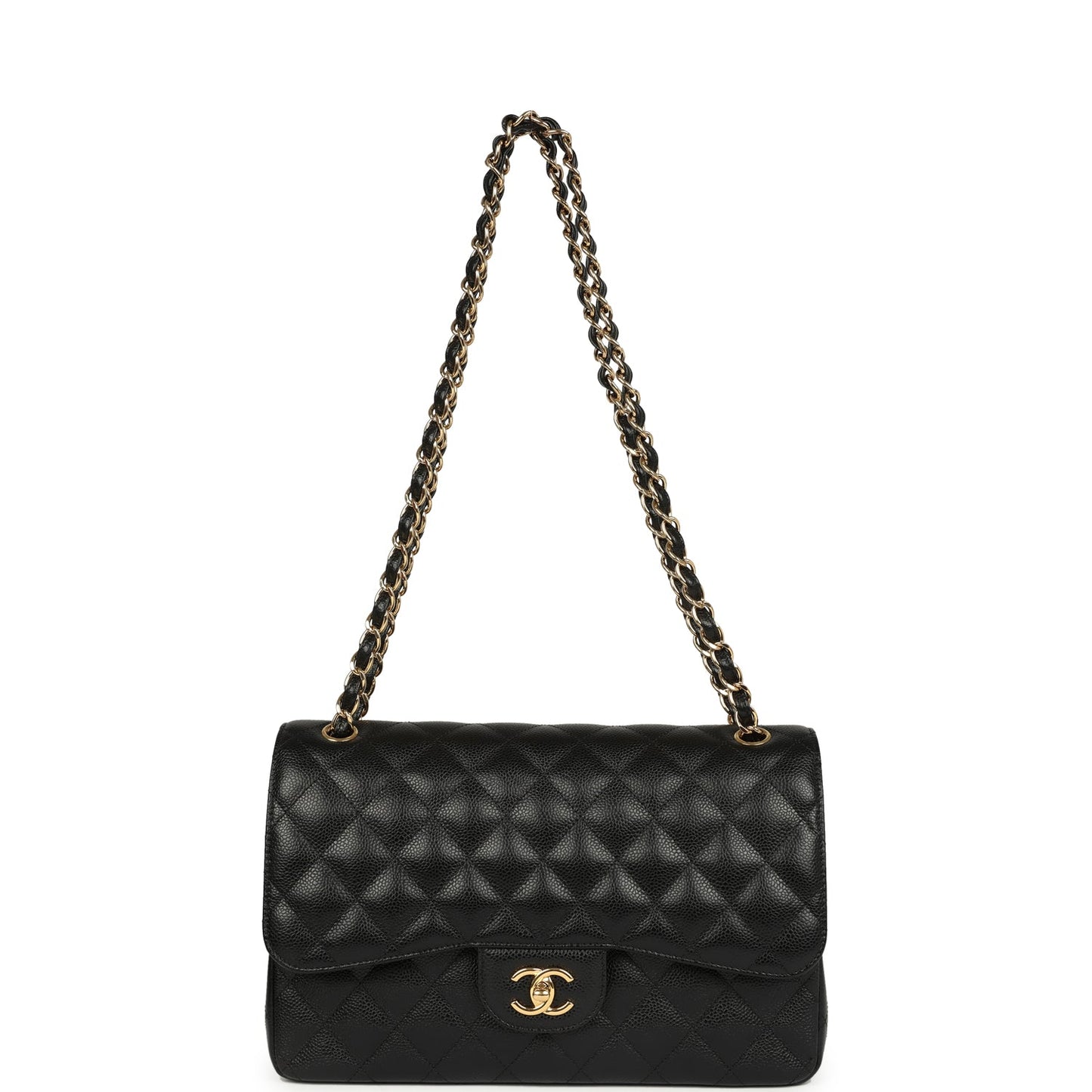 Chanel Jumbo Classic Double Flap Bag Black Caviar Gold Hardware