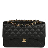 Chanel Jumbo Classic Double Flap Bag Black Caviar Gold Hardware