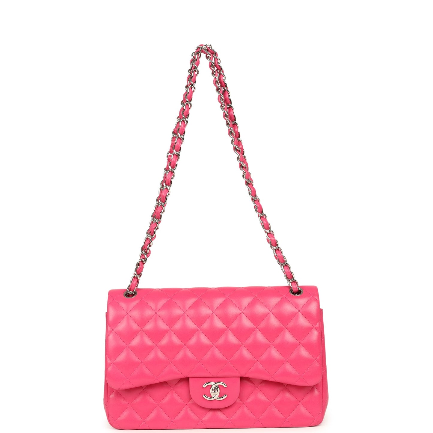 Chanel Jumbo Classic Double Flap Pink Lambskin Silver Hardware