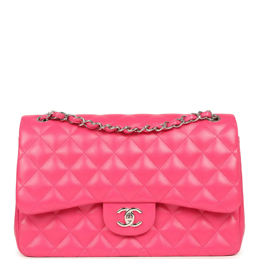 Chanel Jumbo Classic Double Flap Pink Lambskin Silver Hardware
