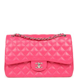 Chanel Jumbo Classic Double Flap Pink Lambskin Silver Hardware
