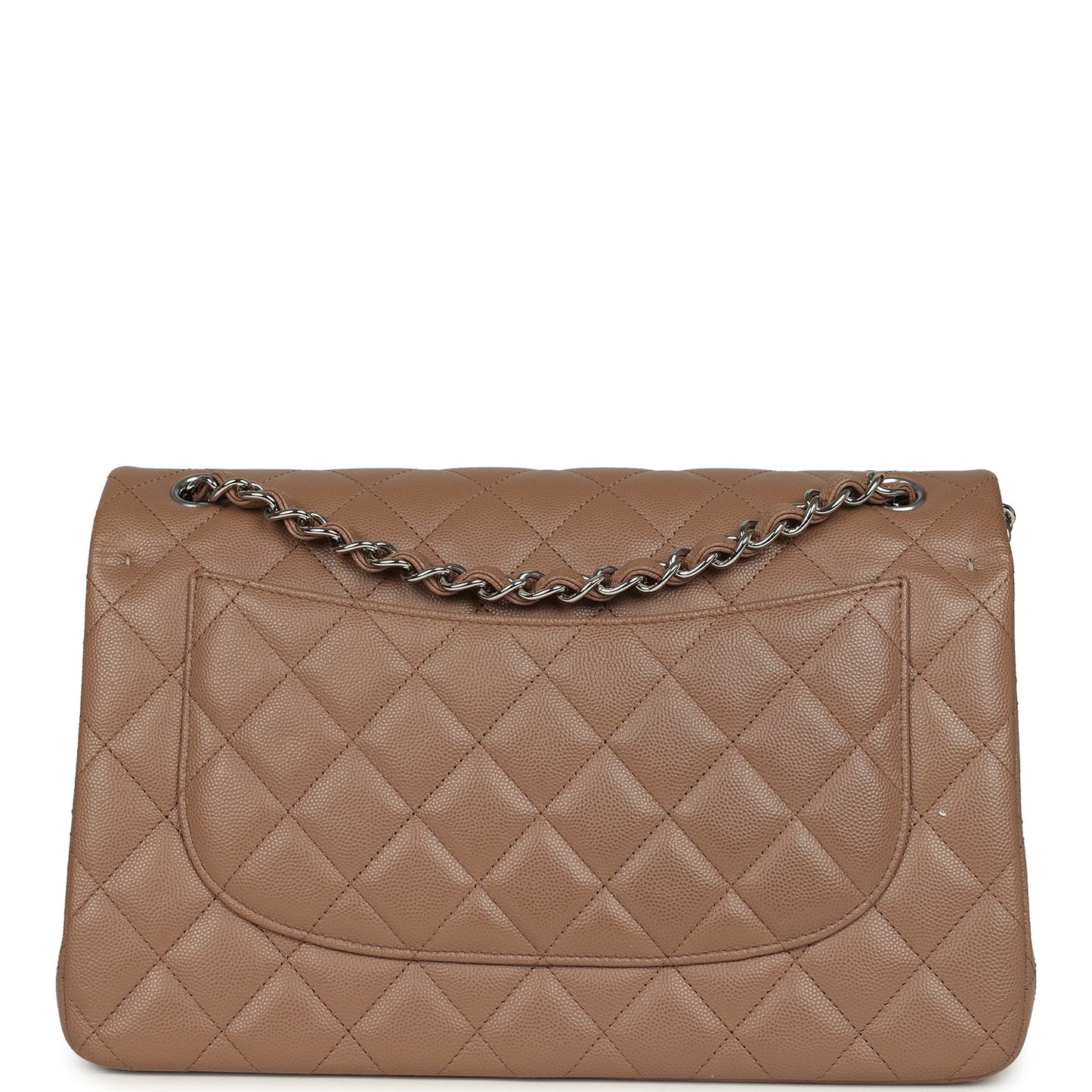 Chanel Jumbo Classic Double Flap Bag Dark Beige Caviar Silver Hardware