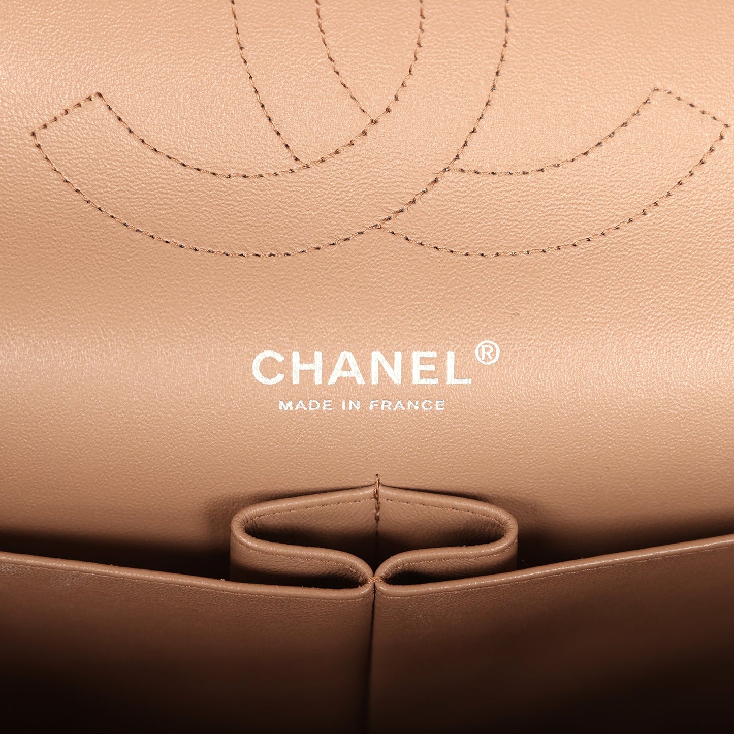 Chanel Jumbo Classic Double Flap Bag Dark Beige Caviar Silver Hardware