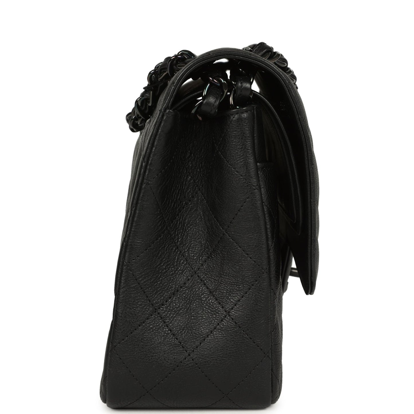 Chanel Jumbo Classic Double Flap Bag So Black Crumpled Calfskin Black Hardware