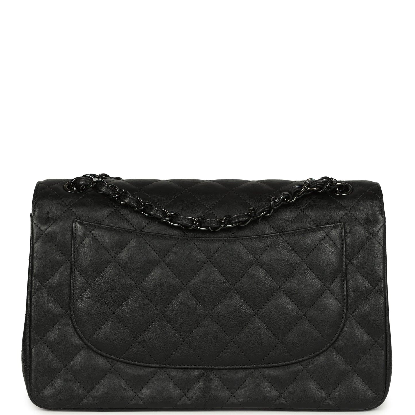 Chanel Jumbo Classic Double Flap Bag So Black Crumpled Calfskin Black Hardware