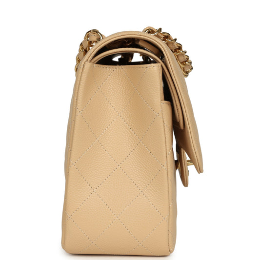 Chanel Jumbo Classic Double Flap Bag Light Beige Caviar Light Gold Hardware