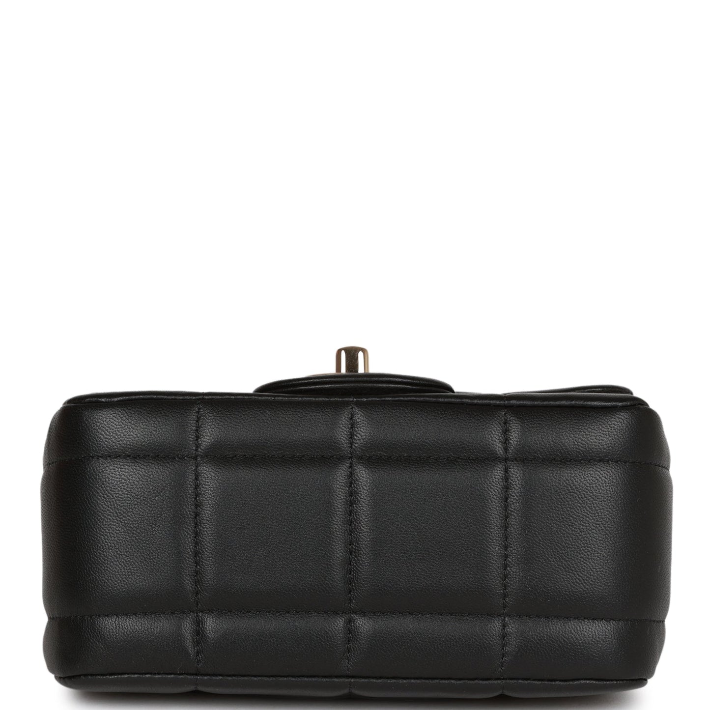 Chanel Monaco Mini Square Flap Bag Black Lambskin Light Gold Hardware