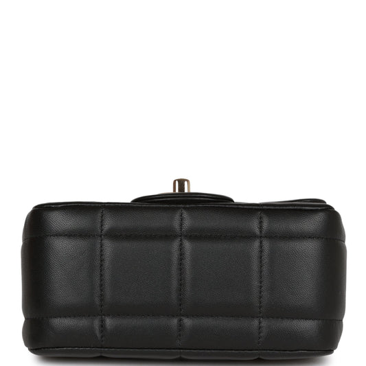 Chanel Monaco Mini Square Flap Bag Black Lambskin Light Gold Hardware