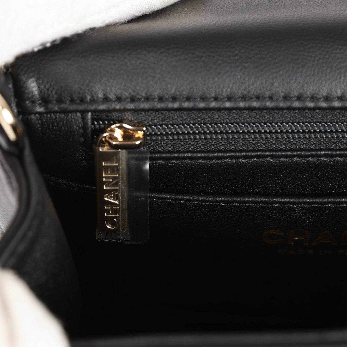 Chanel Monaco Mini Square Flap Bag Black Lambskin Light Gold Hardware