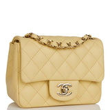 Chanel Mini Square Flap Bag Yellow Lambskin Light Gold Hardware