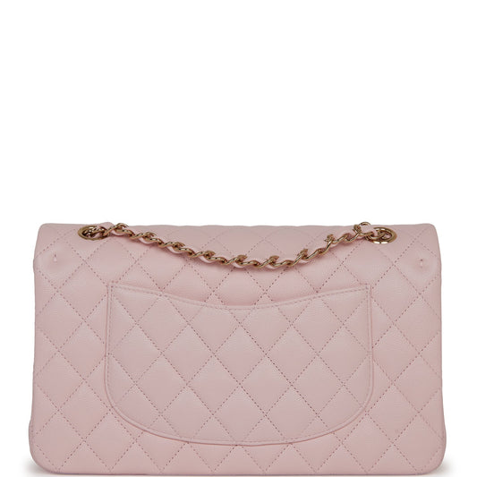 Chanel Medium Classic Double Flap Bag Light Pink Caviar Light Gold Hardware