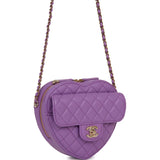 Chanel CC In Love Large Heart Bag Purple Lambskin Light Gold Hardware