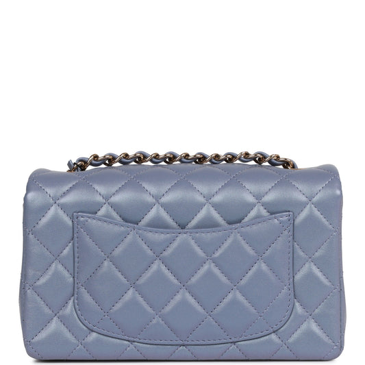 Chanel Mini Rectangular Flap Bag Light Purple Iridescent Quilted Lambskin Light Gold Hardware