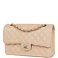 Chanel Medium Classic Double Flap Bag Beige Iridescent Caviar Light Gold Hardware