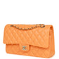 Chanel Medium Classic Double Flap Bag Neon Orange Lambskin Silver Hardware