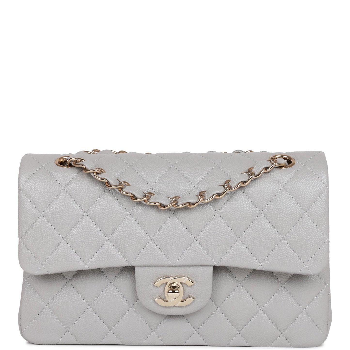 Chanel bag Small Classic Double Flap Grey Caviar Light Gold Hardware