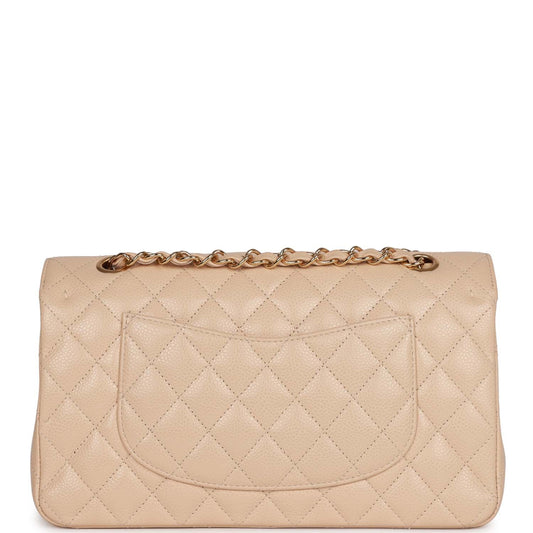 Chanel Medium Classic Double Flap Bag Beige Caviar Gold Hardware