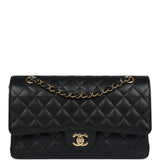 Pre-Owned Chanel Medium Classic Double Flap Black Caviar Gold Hardware