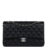 Chanel Medium Classic Double Flap Black Lambskin Silver Hardware