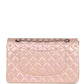 Chanel Medium Classic Double Flap Bag Pink Iridescent Lambskin Silver Hardware
