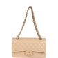 Chanel Medium Classic Double Flap Beige Caviar Gold Hardware