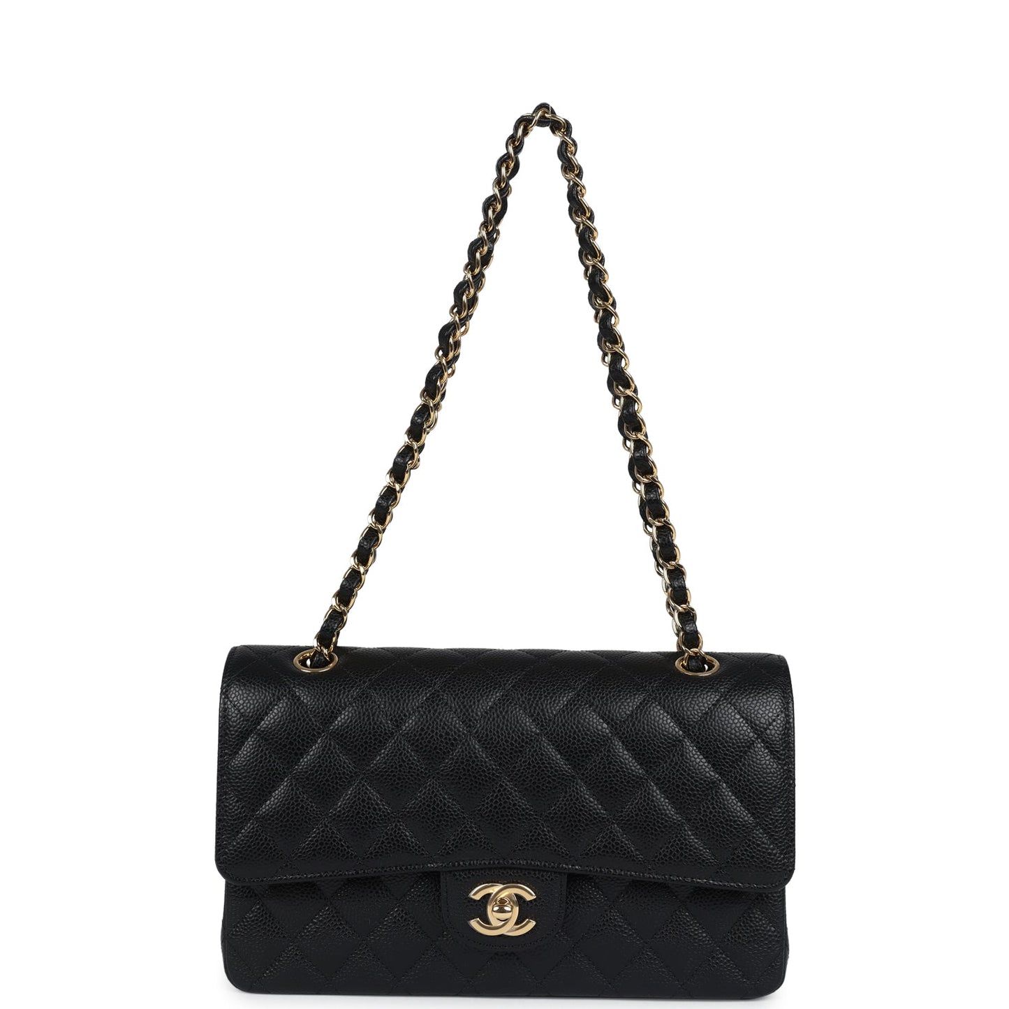 Chanel Medium Classic Double Flap Bag Black Caviar Gold Hardware